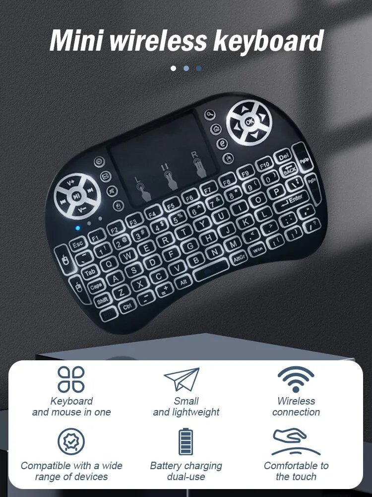 Mini teclado y mouse inalambrico 2.4g versión baterías AA